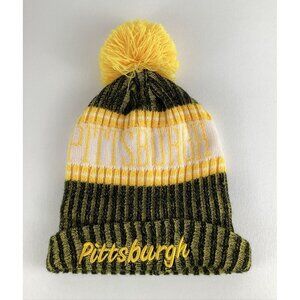 Pittsburgh Steelers Toboggan Hat Knit Beanie Pom Winter Yellow Black Adult OSFM